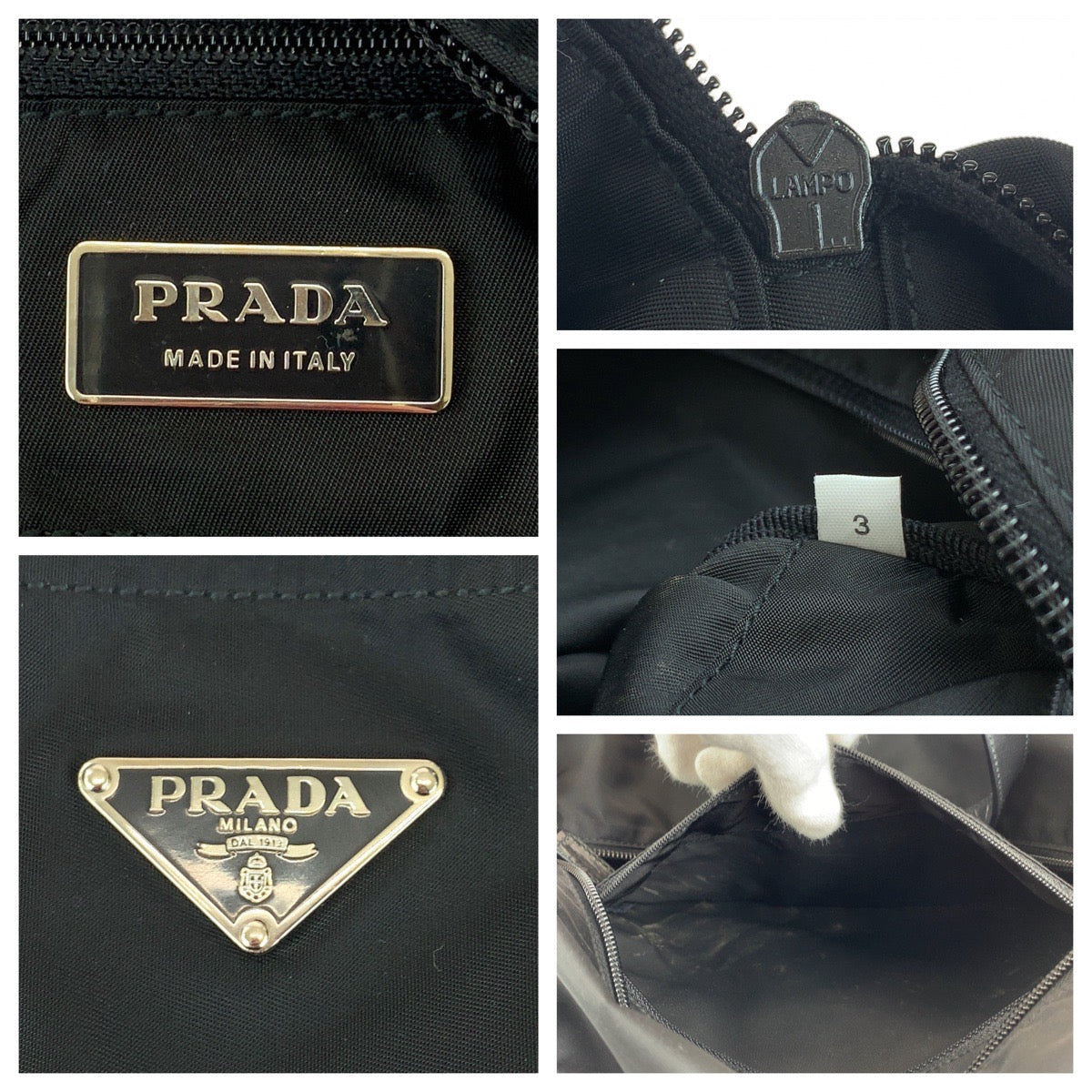 PRADA Tote Bag Nylon black Tote Bag Shoulder Bag Test Triangle With logo Women Used Authentic
