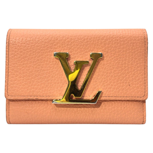 LOUIS VUITTON Tri-fold wallet M82149 leather beige Tri-fold wallet Compact wallet Portefeuille Capsine Women Used Authentic