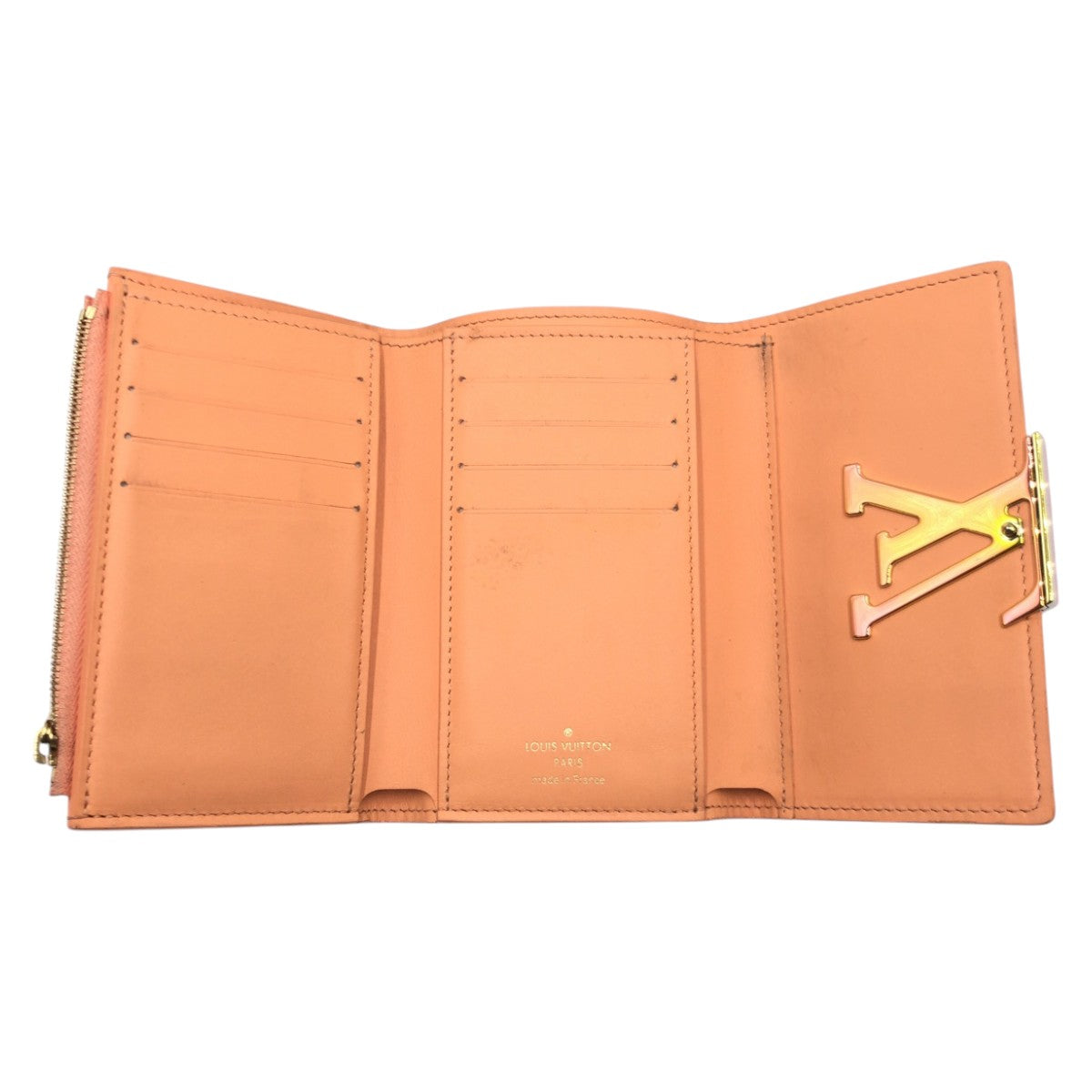 LOUIS VUITTON Tri-fold wallet M82149 leather beige Tri-fold wallet Compact wallet Portefeuille Capsine Women Used Authentic