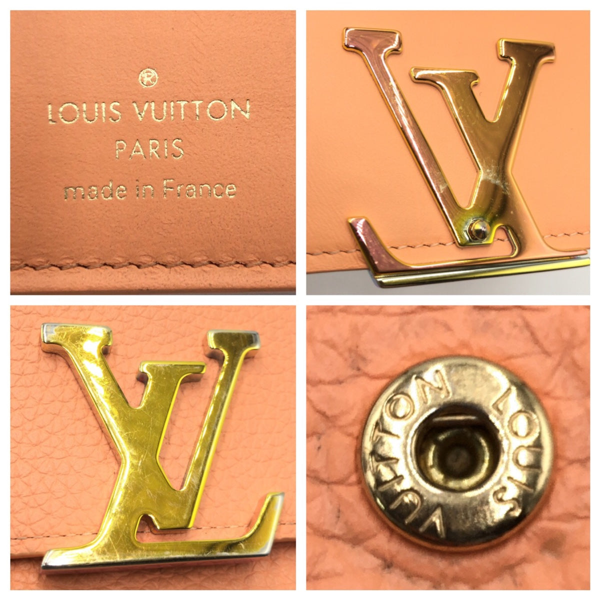 LOUIS VUITTON Tri-fold wallet M82149 leather beige Tri-fold wallet Compact wallet Portefeuille Capsine Women Used Authentic