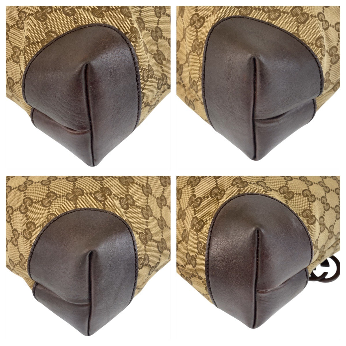 GUCCI Tote Bag 247237 GG canvas, leather Beige Brown Gold Metal Tote Bag Shoulder Bag Women Used Authentic