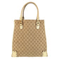 GUCCI Tote Bag 124261 GG canvas, leather Beige Gold Metal Tote Bag Shoulder Bag Women Used Authentic