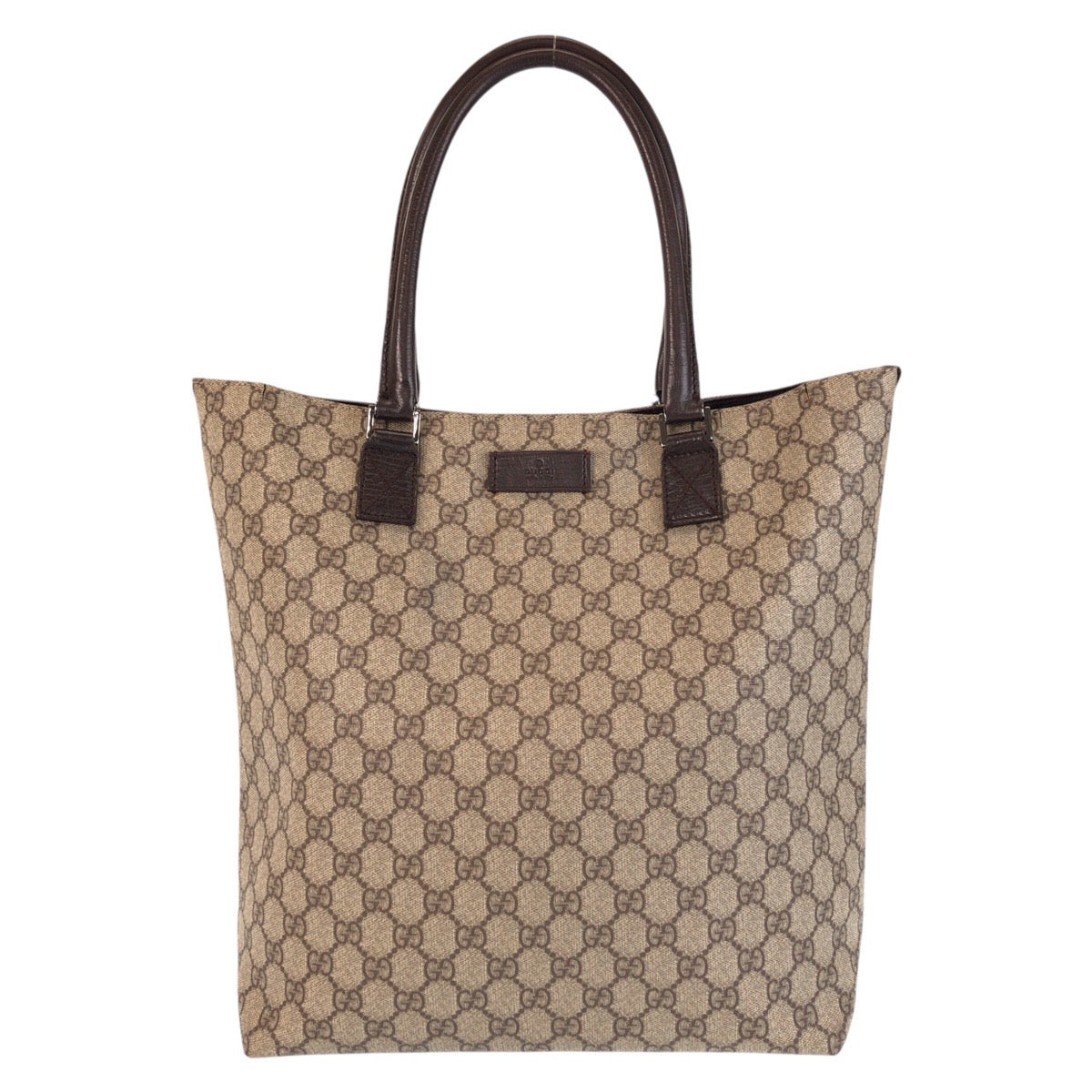 GUCCI Tote Bag 131220 GG Supreme canvas, leather Beige brown Tote Bag Shoulder Bag Women Used Authentic
