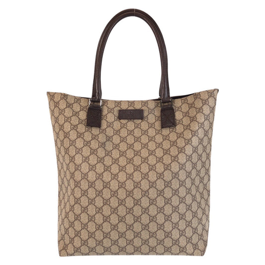 GUCCI Tote Bag 131220 GG Supreme canvas, leather Beige brown Tote Bag Shoulder Bag Women Used Authentic