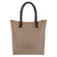 GUCCI Tote Bag 131220 GG Supreme canvas, leather Beige brown Tote Bag Shoulder Bag Women Used Authentic