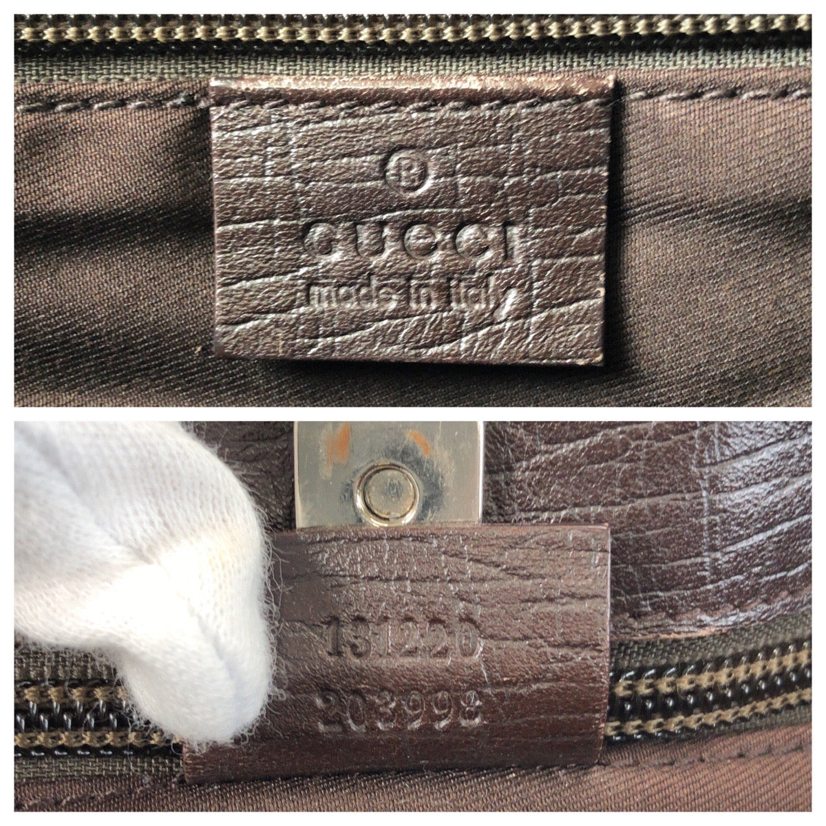 GUCCI Tote Bag 131220 GG Supreme canvas, leather Beige brown Tote Bag Shoulder Bag Women Used Authentic