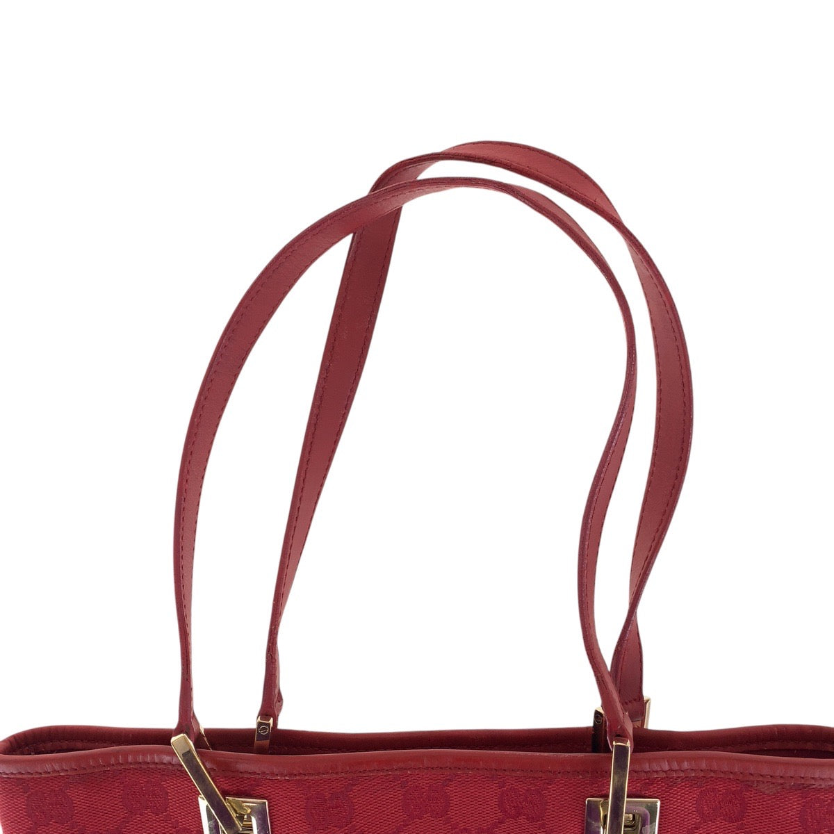 GUCCI Tote Bag 002 1099 GG canvas, leather Red Gold Metal Tote Bag Shoulder Bag Women Used Authentic