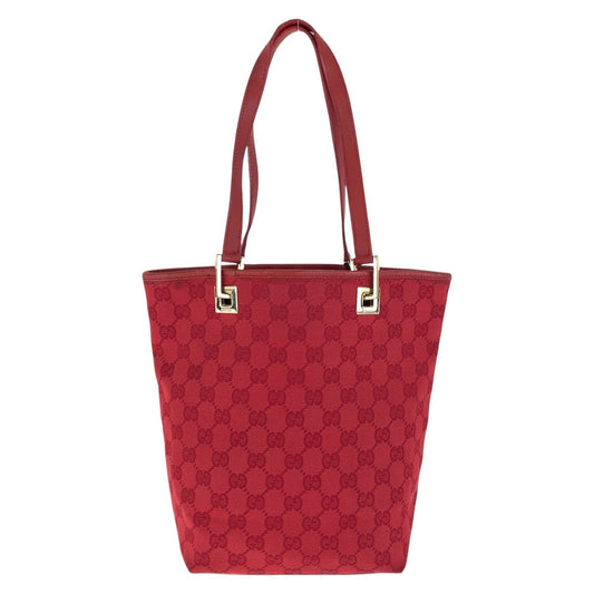 GUCCI Tote Bag 002 1099 GG canvas, leather Red Gold Metal Tote Bag Shoulder Bag Women Used Authentic