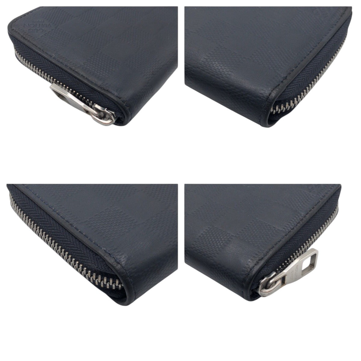 LOUIS VUITTON Long Wallet Purse N63549 PVC Navy Long Wallet Purse Damier Anfini Zippy Wallet Vertical mens Used Authentic