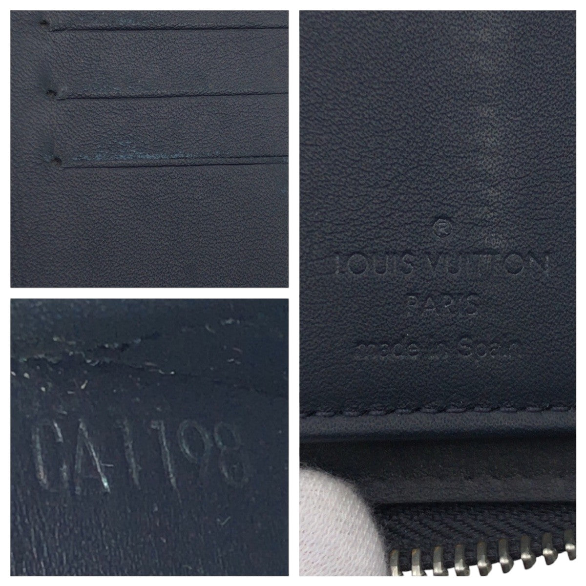 LOUIS VUITTON Long Wallet Purse N63549 PVC Navy Long Wallet Purse Damier Anfini Zippy Wallet Vertical mens Used Authentic