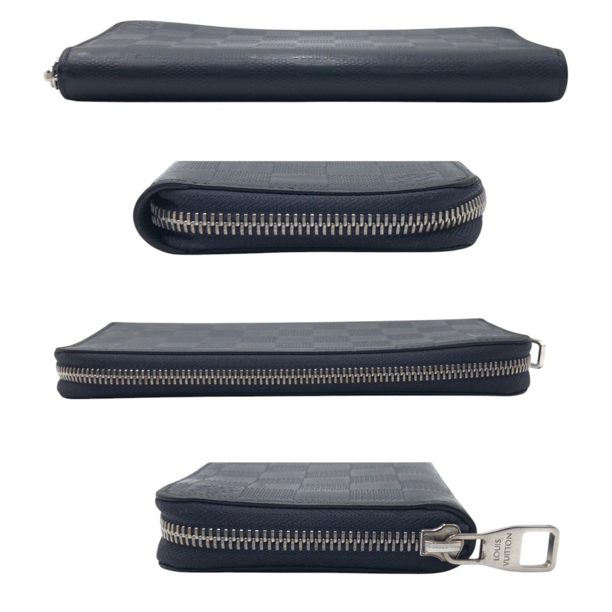 LOUIS VUITTON Long Wallet Purse N63549 PVC Navy Long Wallet Purse Damier Anfini Zippy Wallet Vertical mens Used Authentic