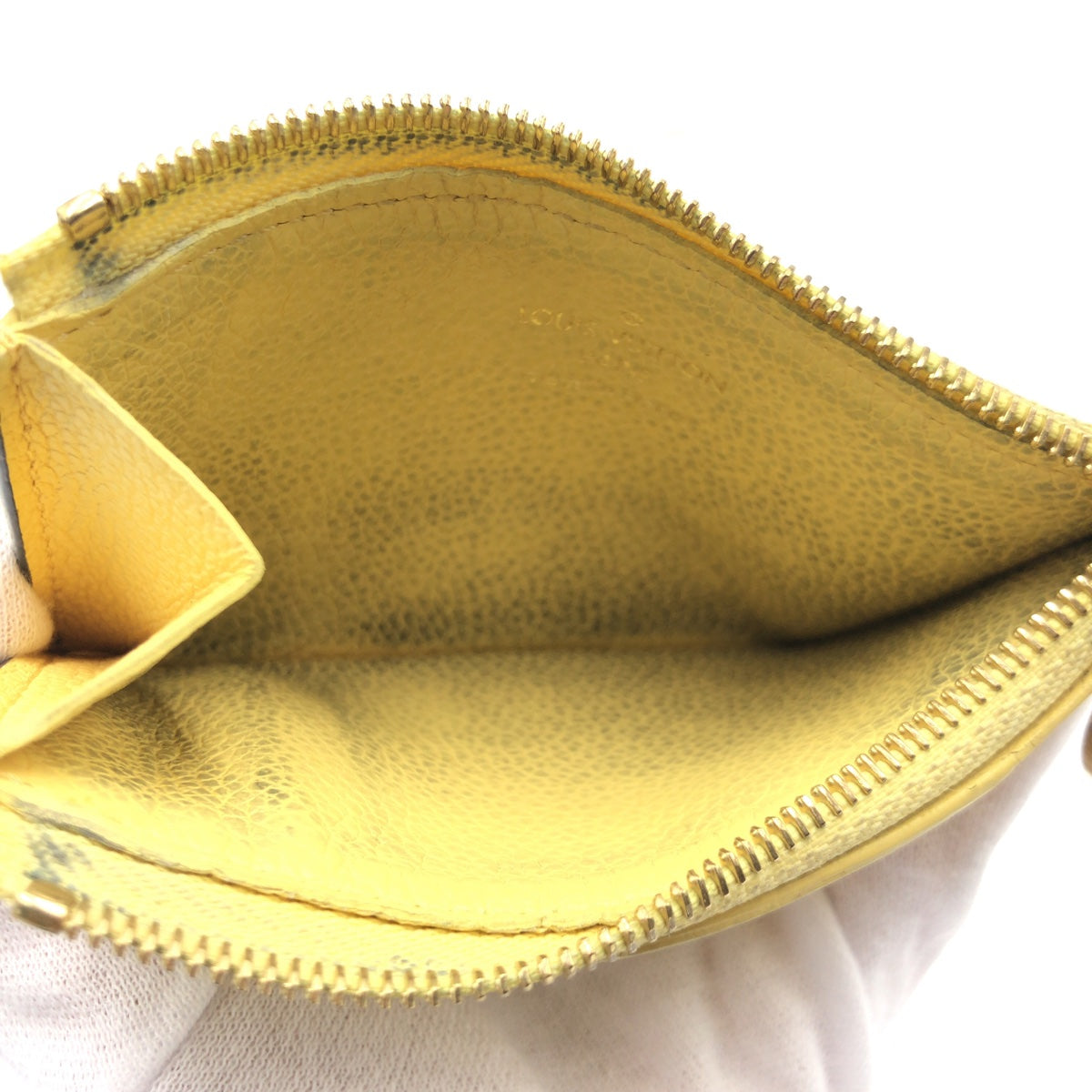 LOUIS VUITTON Coin case M82044 leather yellow Coin case Coin Pocket Monogram Porte Carte Romy Jaune Women Used Authentic