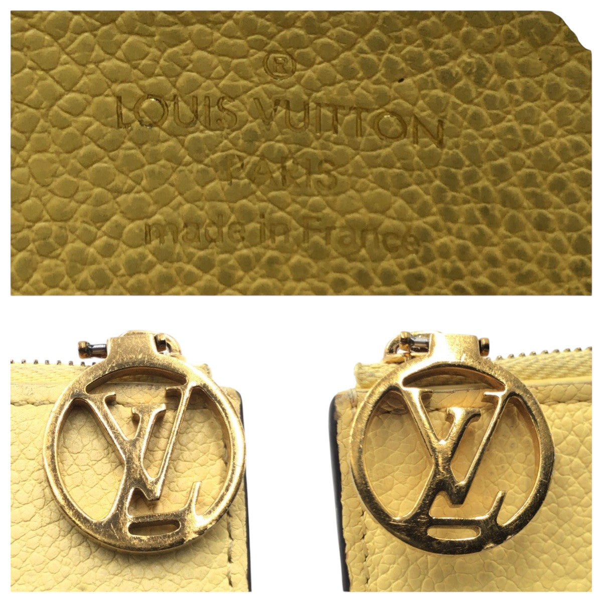 LOUIS VUITTON Coin case M82044 leather yellow Coin case Coin Pocket Monogram Porte Carte Romy Jaune Women Used Authentic