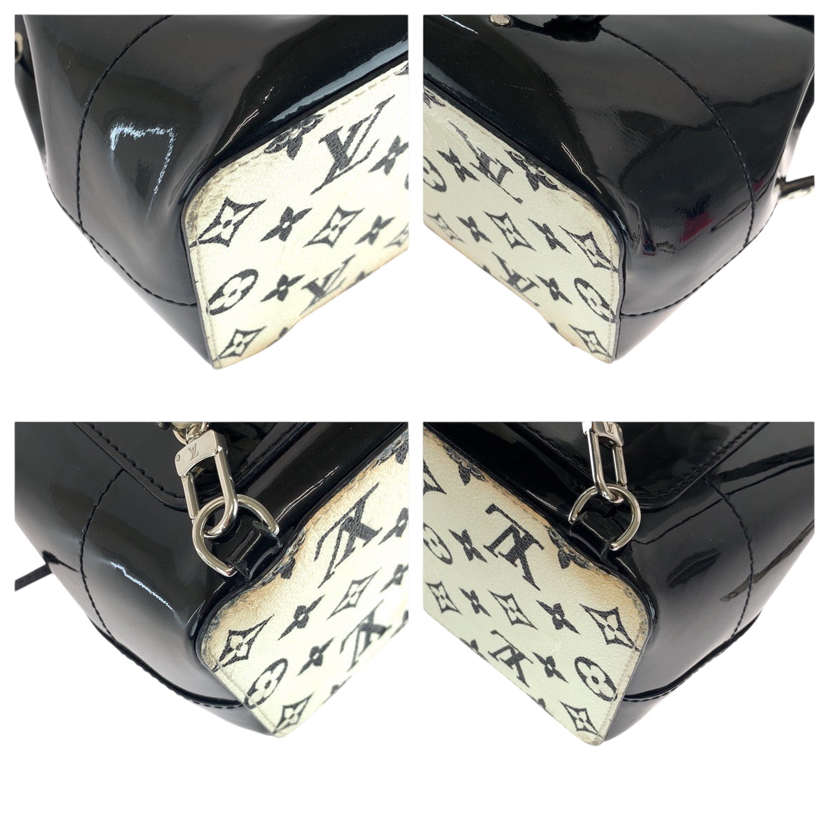 LOUIS VUITTON Backpack M53637 Vernis Black White Backpack Backpack Vernis Monogram Hot Springs Women Used Authentic