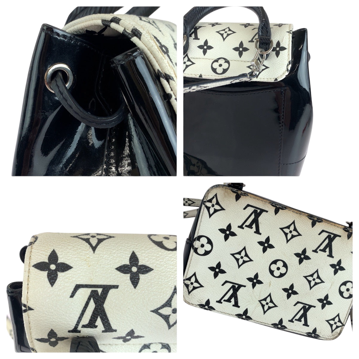 LOUIS VUITTON Backpack M53637 Vernis Black White Backpack Backpack Vernis Monogram Hot Springs Women Used Authentic