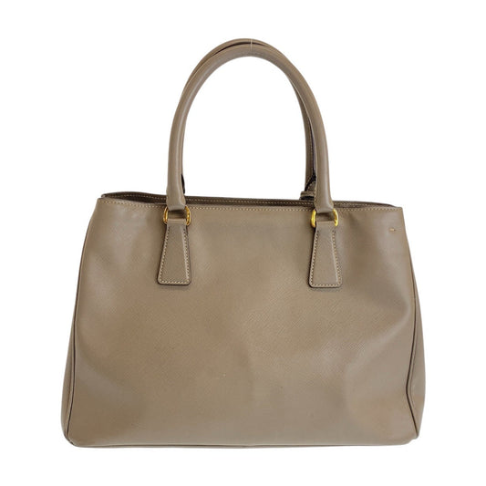 PRADA Handbag leather Greige Gold Metal Handbag Shoulder Bag 2way Safiano Triangle With logo Women Used Authentic