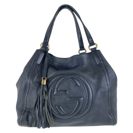 GUCCI Shoulder Bag 282309 leather Black SilverMetal Soho