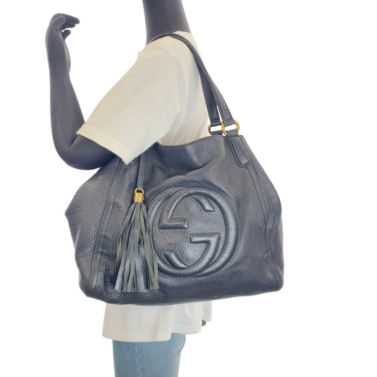 GUCCI Shoulder Bag 282309 leather Black SilverMetal Soho