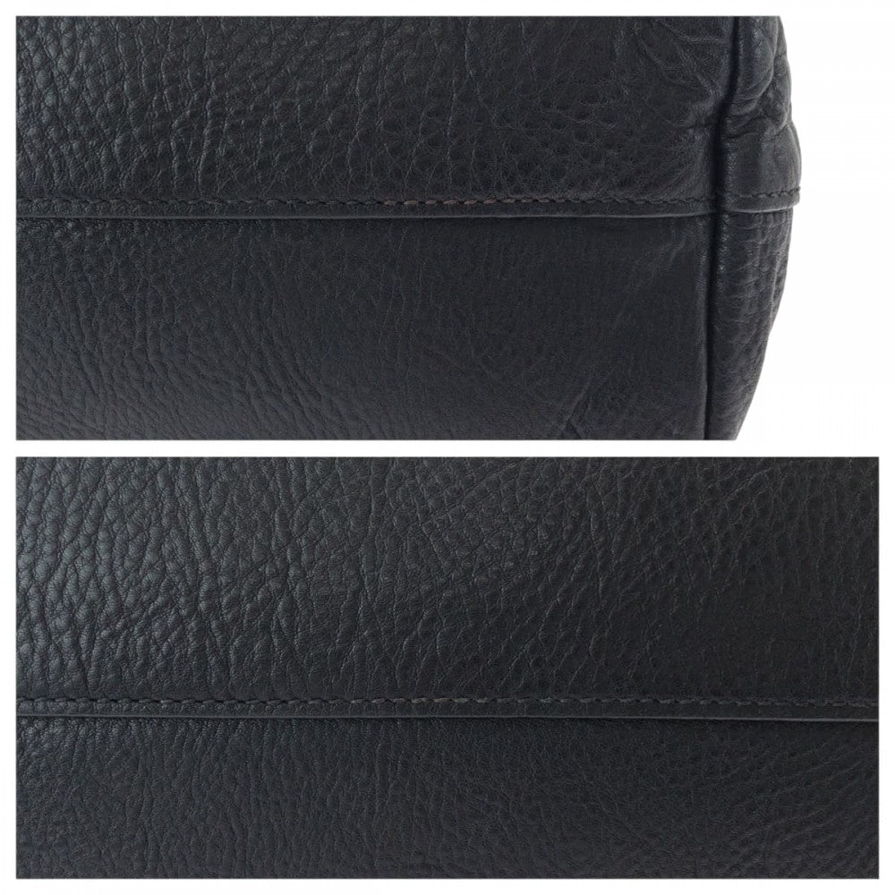 PRADA Shoulder Bag BN1713 leather Black Gold Metal Shoulder Bag Tote Bag 2way Vitterodino logo Women Used Authentic