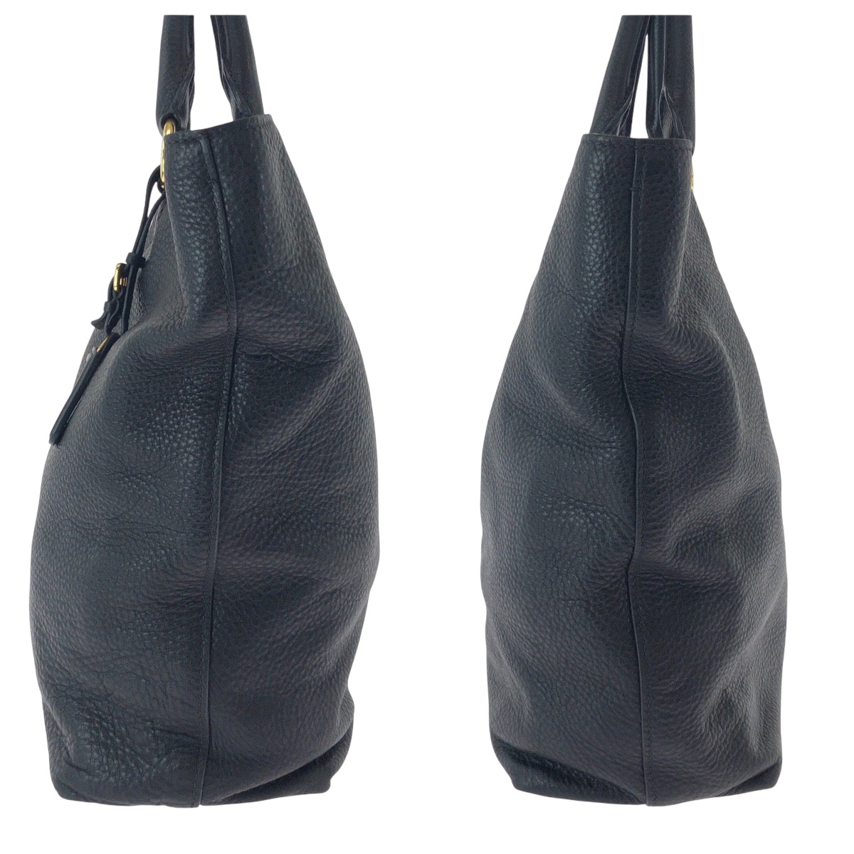 PRADA Shoulder Bag BN1713 leather Black Gold Metal Shoulder Bag Tote Bag 2way Vitterodino logo Women Used Authentic