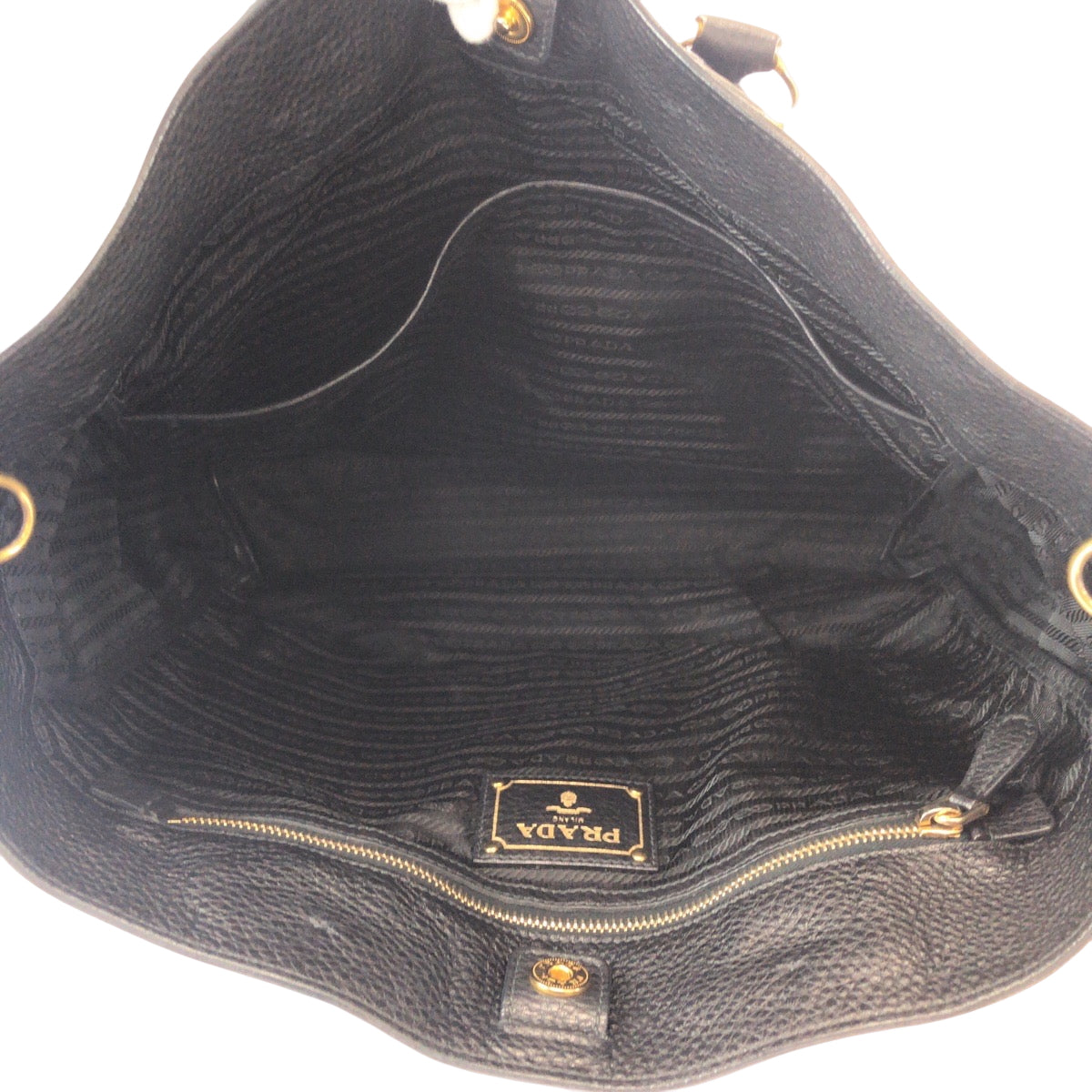 PRADA Shoulder Bag BN1713 leather Black Gold Metal Shoulder Bag Tote Bag 2way Vitterodino logo Women Used Authentic