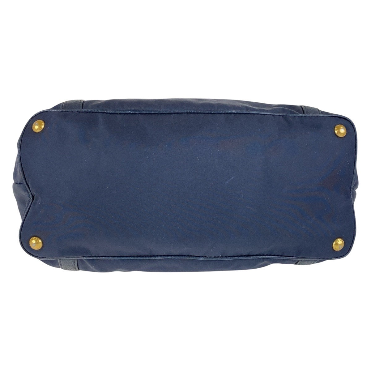 PRADA Shoulder Bag Nylon, Leather Navy Gold Metal Shoulder Bag handbag Women Used Authentic