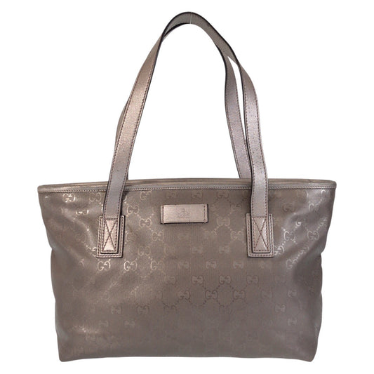 GUCCI Tote Bag 211138 PVC, Leather gray Tote Bag Shoulder Bag GG implementation Women Used Authentic