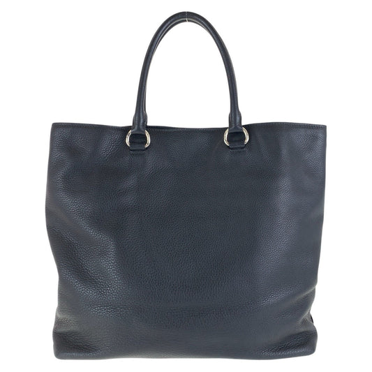 PRADA Tote Bag leather Black SilverMetal Tote Bag Shoulder Bag 2way Vittero Dyno Triangle With logo Women Used Authentic
