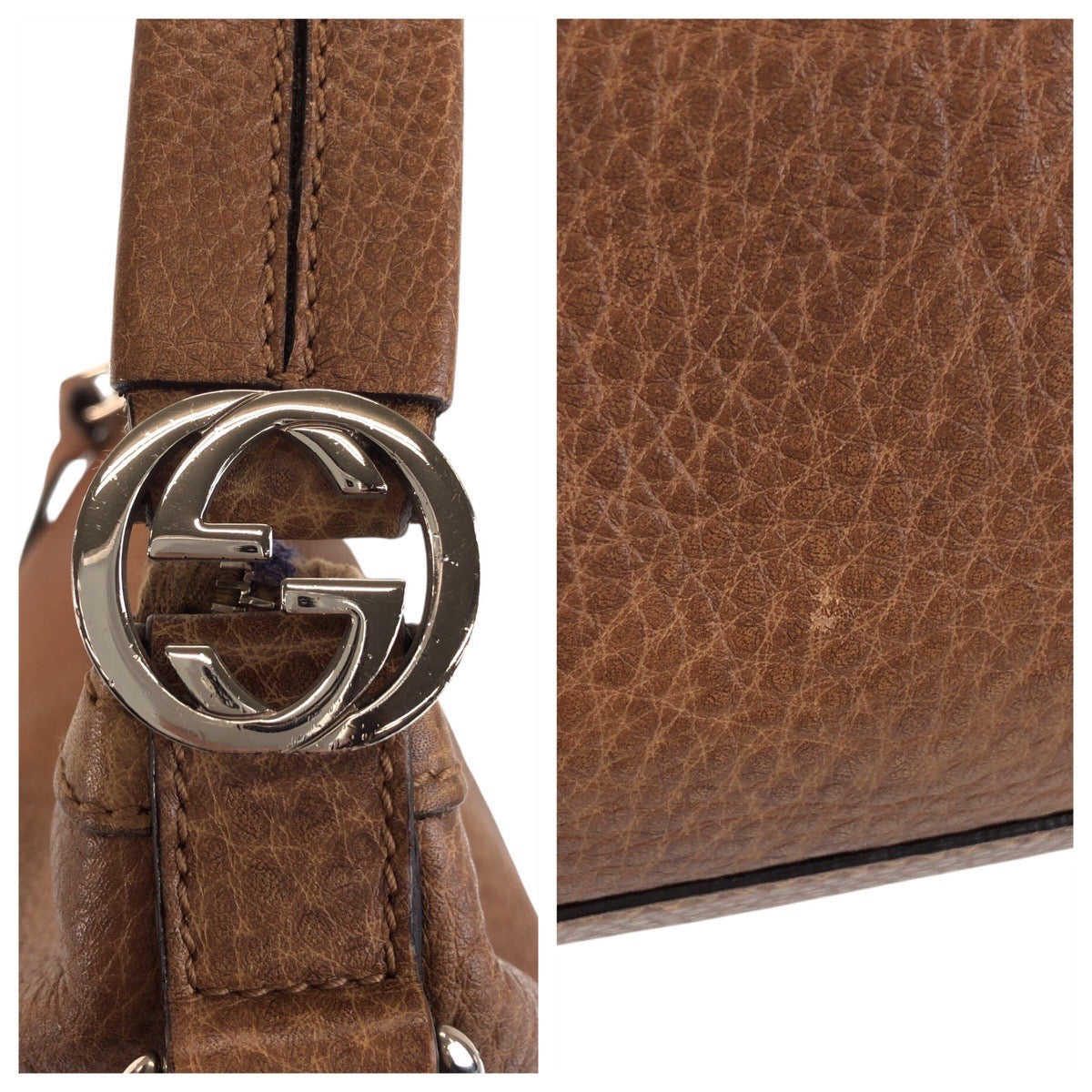 GUCCI Shoulder Bag 326514 leather Brown Shoulder Bag 2way Interlocking Hobo Women Used Authentic