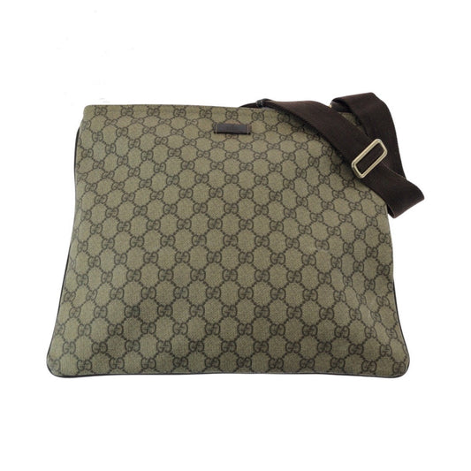 GUCCI Shoulder Bag 201446 GG Supreme Canvas Brown Gold Metal Shoulder Bag Messenger bag mens Used Authentic
