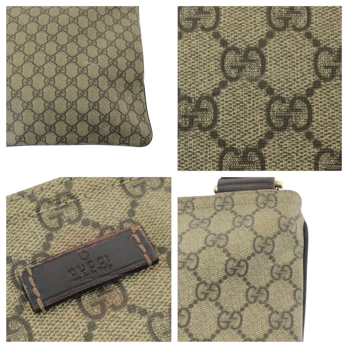 GUCCI Shoulder Bag 201446 GG Supreme Canvas Brown Gold Metal Shoulder Bag Messenger bag mens Used Authentic