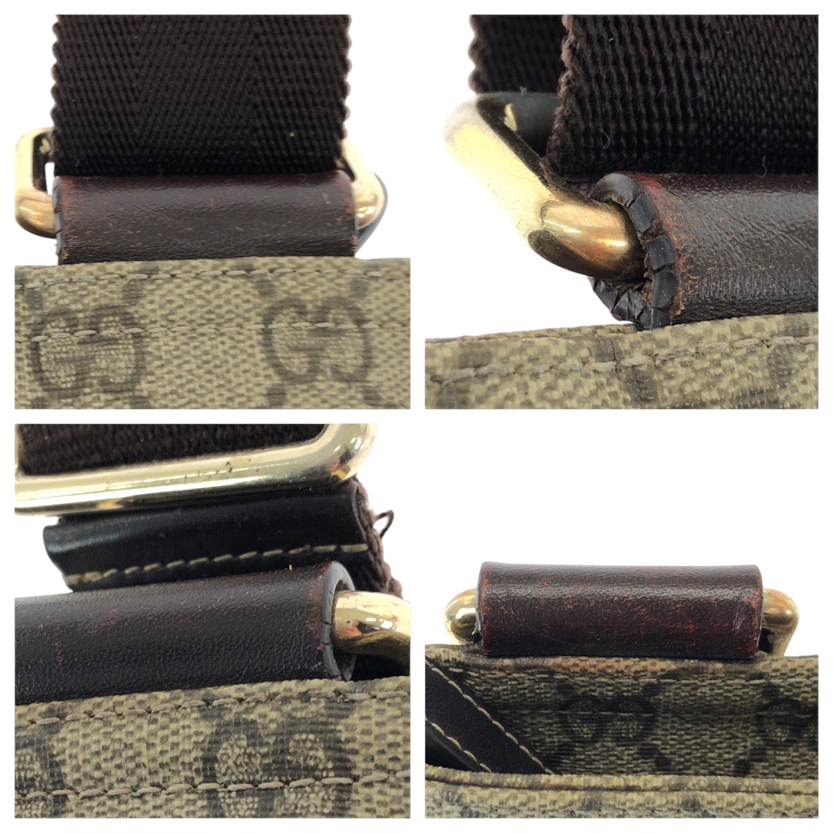 GUCCI Shoulder Bag 201446 GG Supreme Canvas Brown Gold Metal Shoulder Bag Messenger bag mens Used Authentic