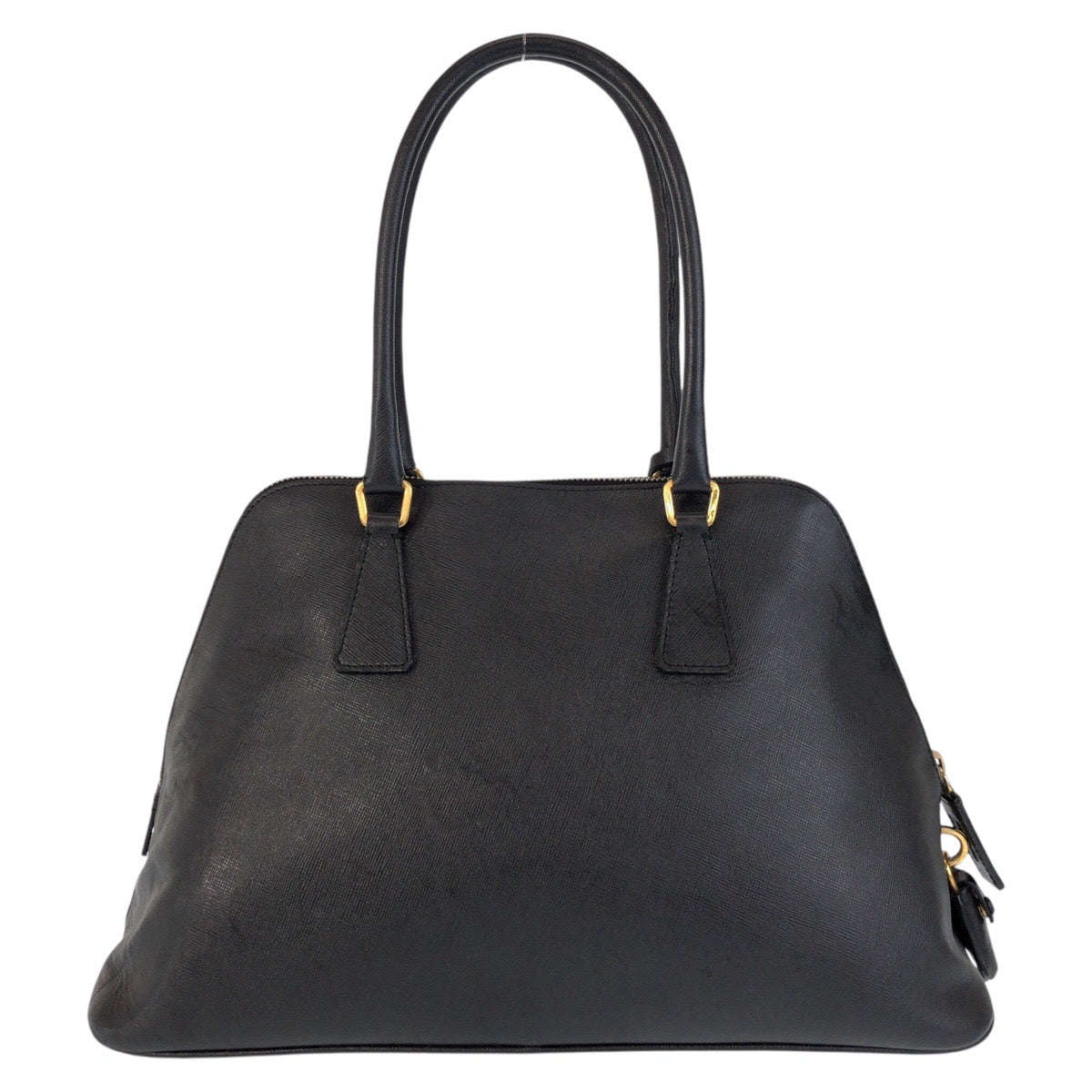 PRADA Handbag leather black Handbag Shoulder Bag Safiano Women Used Authentic