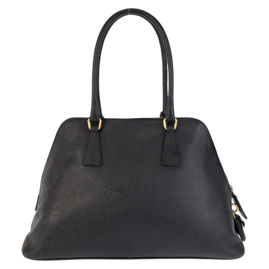 PRADA Handbag leather black Handbag Shoulder Bag Safiano Women Used Authentic