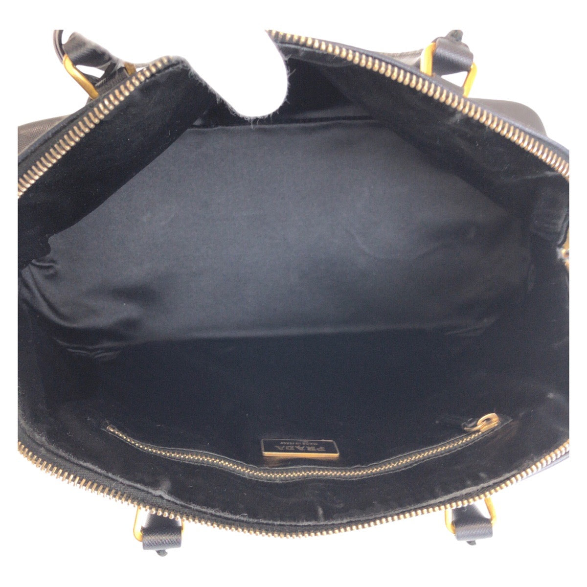 PRADA Handbag leather black Handbag Shoulder Bag Safiano Women Used Authentic