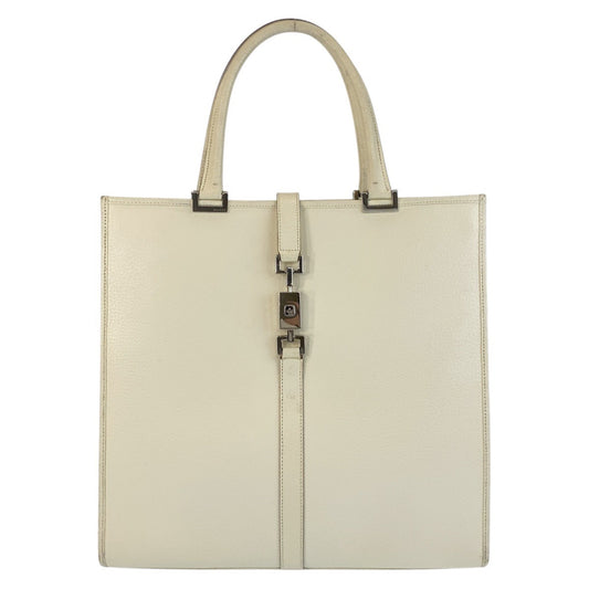 GUCCI Tote Bag 002 1064 leather White Ivory SilverMetal Tote Bag Shoulder Bag Jackie Women Used Authentic
