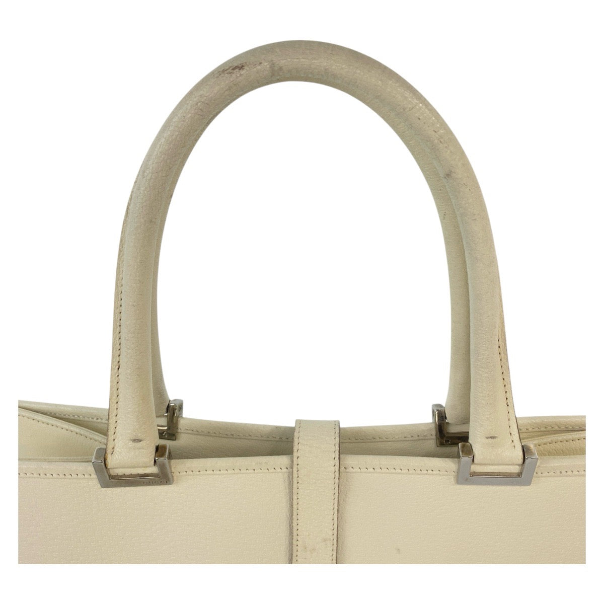 GUCCI Tote Bag 002 1064 leather White Ivory SilverMetal Tote Bag Shoulder Bag Jackie Women Used Authentic