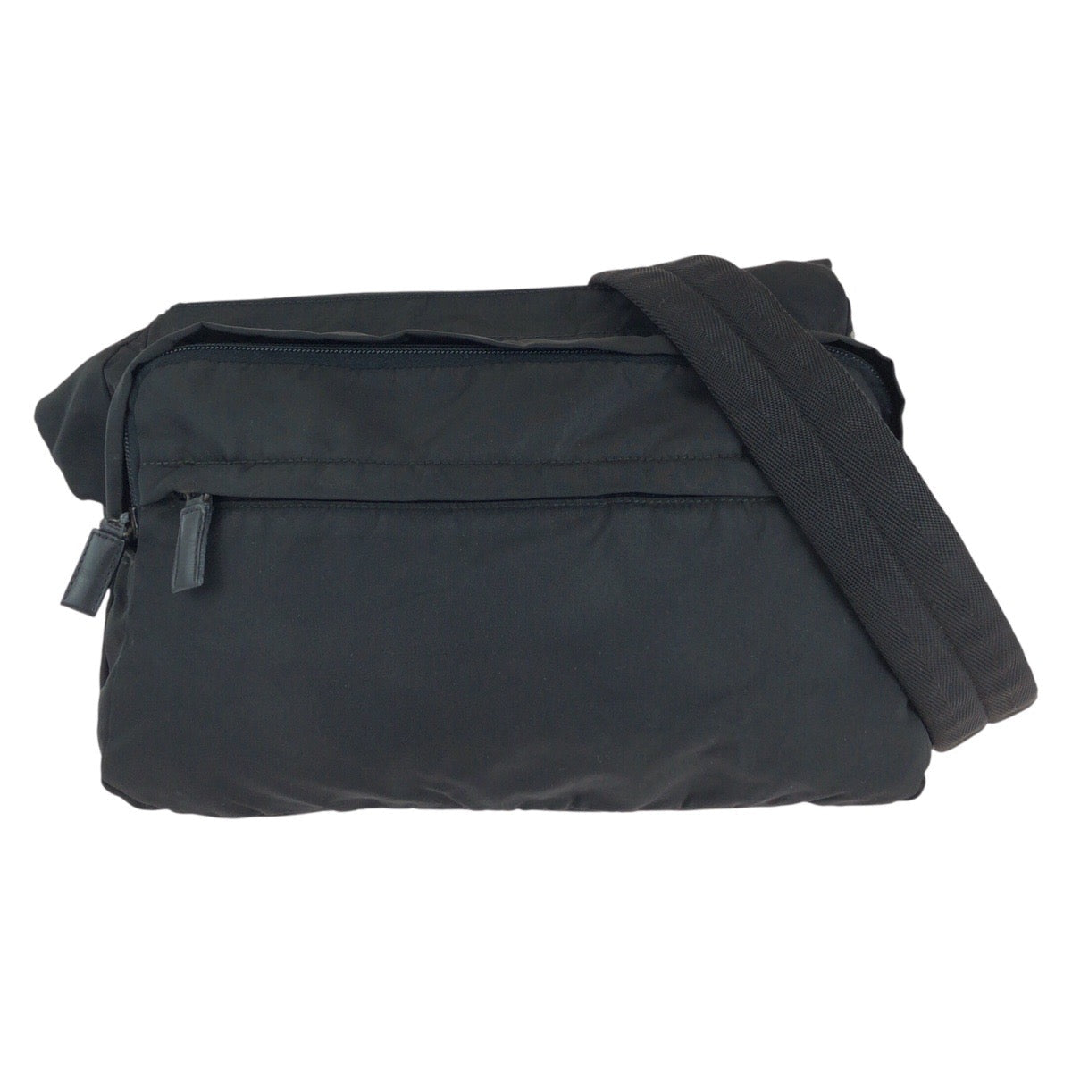 PRADA Shoulder Bag Nylon Black SilverMetal Shoulder Bag Messenger bag Test Triangle With logo Women Used Authentic