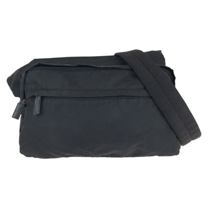 PRADA Shoulder Bag Nylon Black SilverMetal Shoulder Bag Messenger bag Test Triangle With logo Women Used Authentic