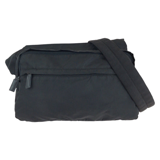 PRADA Shoulder Bag Nylon Black SilverMetal Shoulder Bag Messenger bag Test Triangle With logo Women Used Authentic