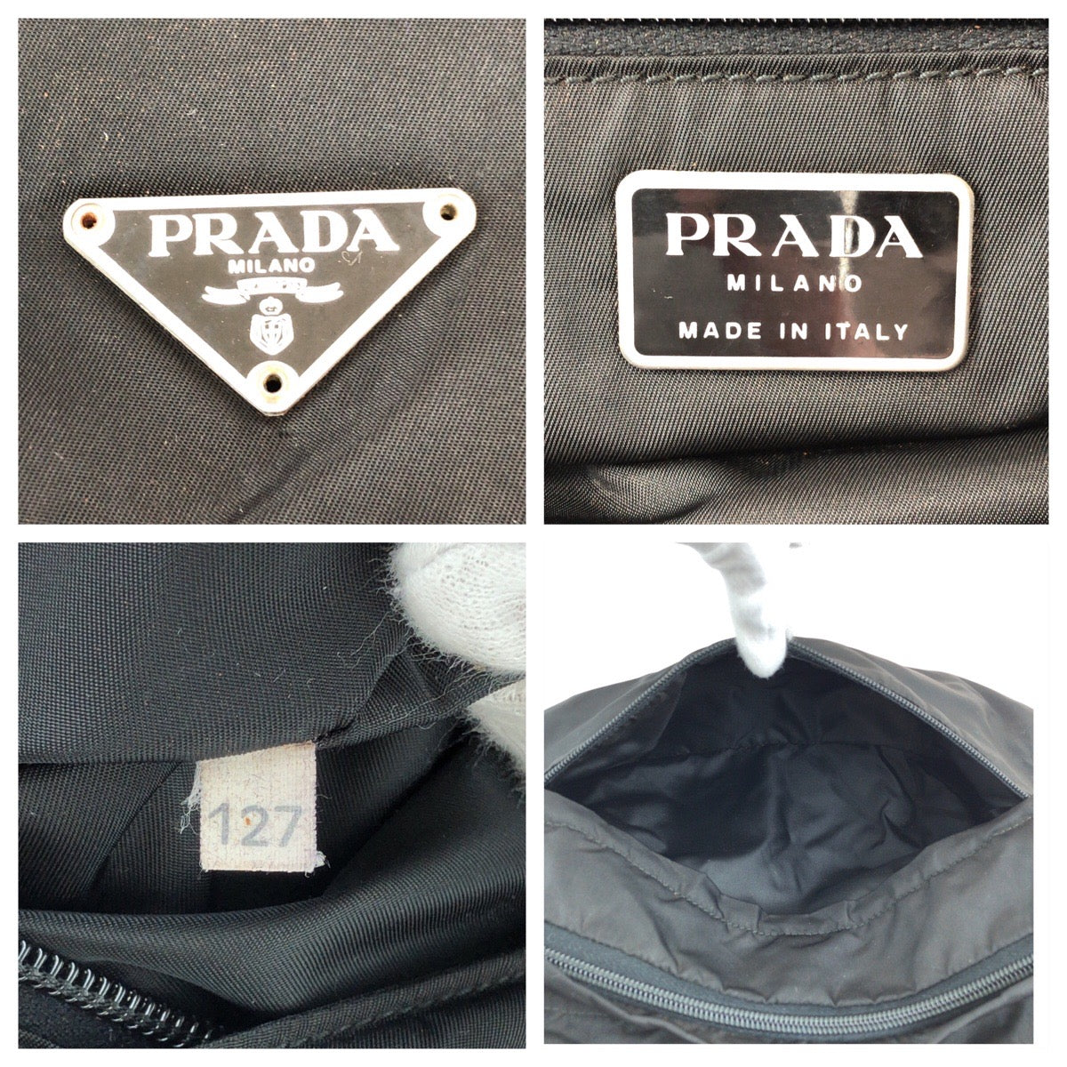 PRADA Shoulder Bag Nylon Black SilverMetal Shoulder Bag Messenger bag Test Triangle With logo Women Used Authentic
