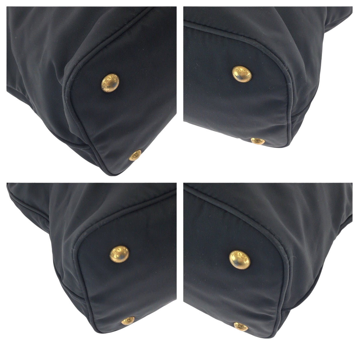 PRADA Tote Bag BN1902 Nylon Black Gold Metal Tote Bag Shoulder Bag Test logo Women Used Authentic