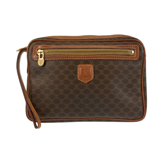 CELINE Clutch bag DM94 leather Brown Gold Metal Clutch bag business bag Macadam mens Used Authentic