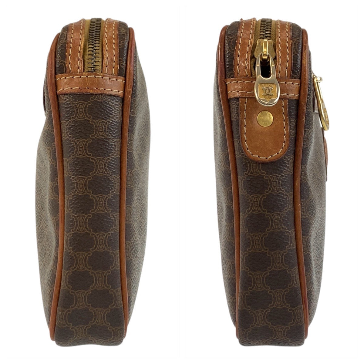 CELINE Clutch bag DM94 leather Brown Gold Metal Clutch bag business bag Macadam mens Used Authentic