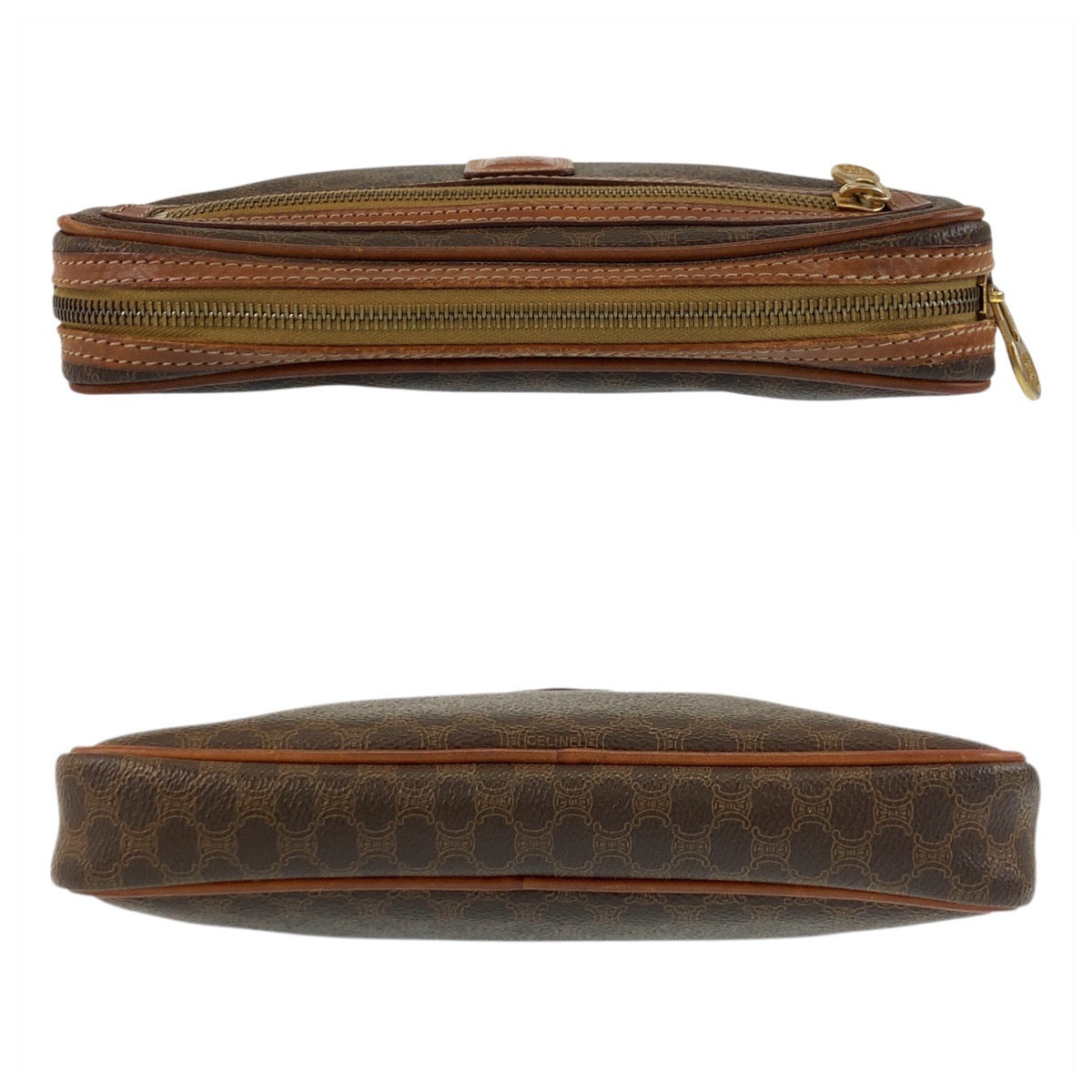 CELINE Clutch bag DM94 leather Brown Gold Metal Clutch bag business bag Macadam mens Used Authentic