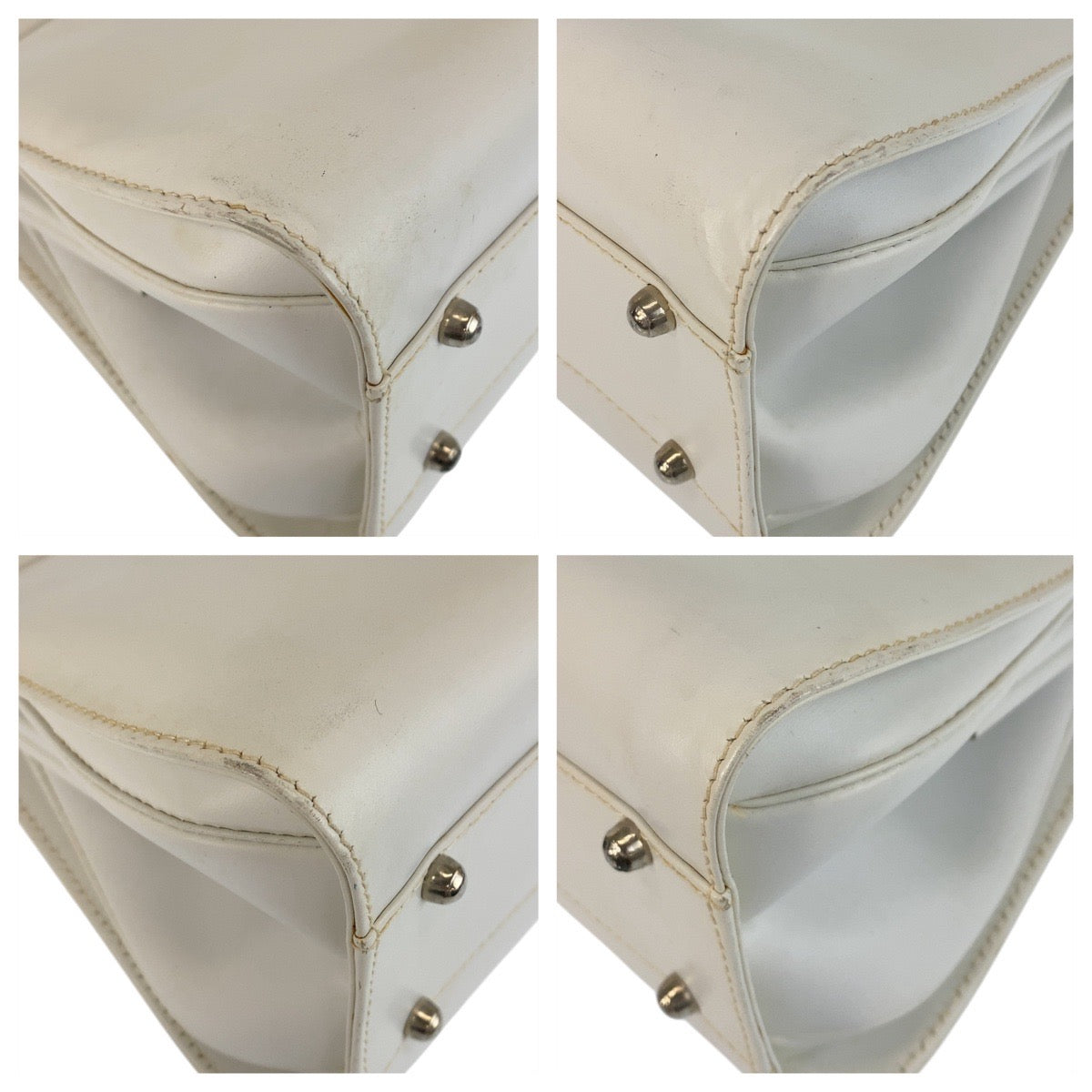 GUCCI Handbag 00020460301 leather White SilverMetal Handbag Women Used Authentic