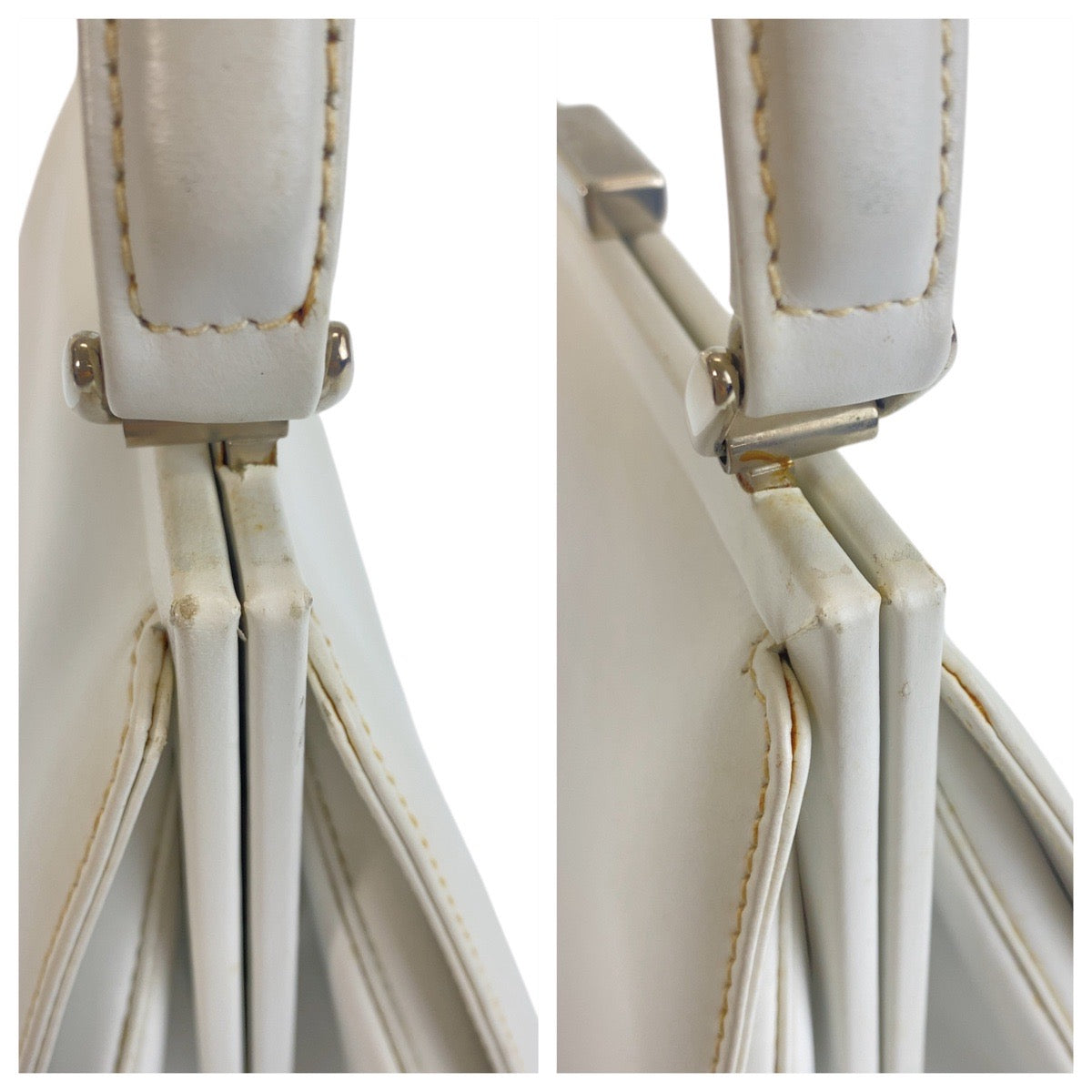 GUCCI Handbag 00020460301 leather White SilverMetal Handbag Women Used Authentic