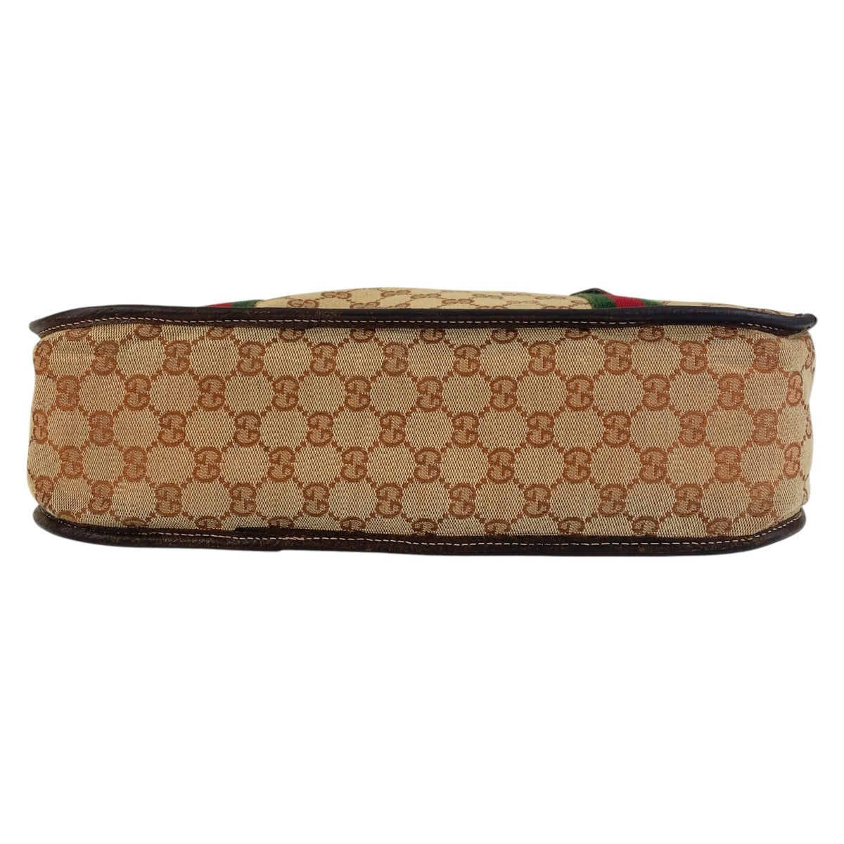 GUCCI Handbag GG canvas, leather Beige Brown Gold Metal Sherry Line Old Gucci Women Used Authentic