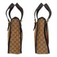 GUCCI Handbag GG canvas, leather Beige Brown Gold Metal Sherry Line Old Gucci Women Used Authentic