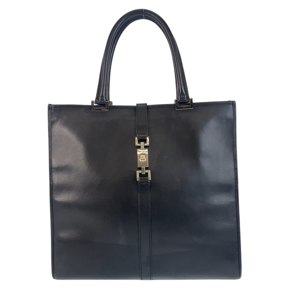 GUCCI Tote Bag 002 1064 leather Black SilverMetal Tote Bag Shoulder Bag Jackie Women Used Authentic